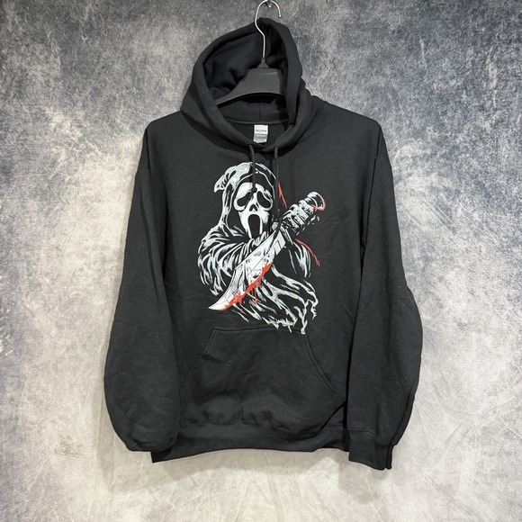 Ghost Face Other - Ghost Face Hoodie The Icon Of Halloween Graphic Sweatshirt Mens 2XL Black